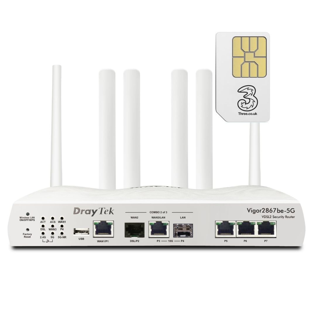 Draytek Vigor 2867be-5G WiFi7 Dual SIM eSIM Router