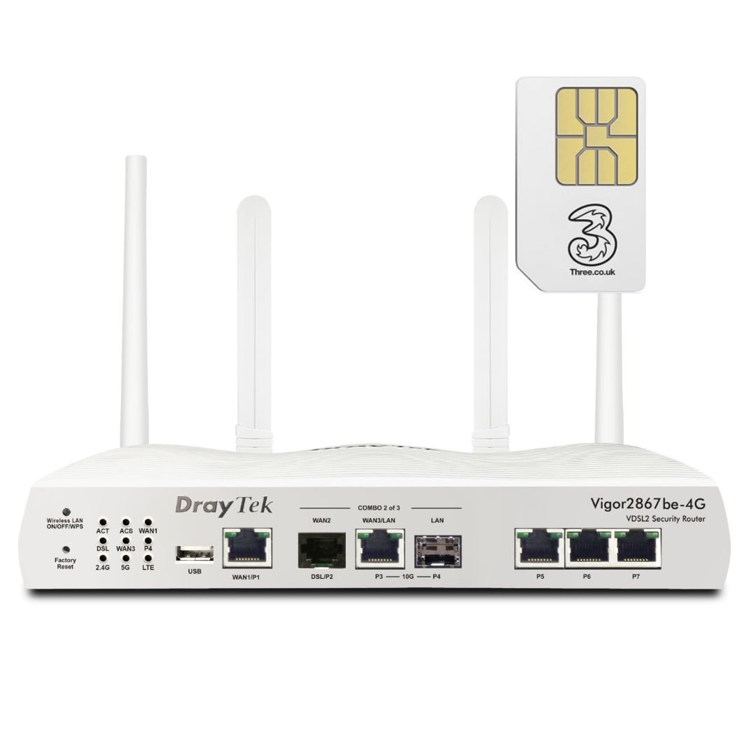 Draytek Vigor 2867be-4G WiFi7 Dual SIM eSIM Router