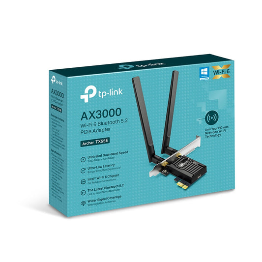 TP Link Archer TX55E WiFi6 Bluetooth 5.2 PCIe Adapter