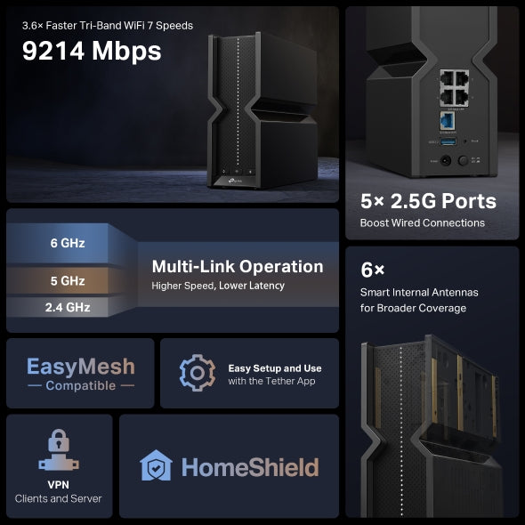 TP Link Archer BE550 Tri-Band WiFi7 Router