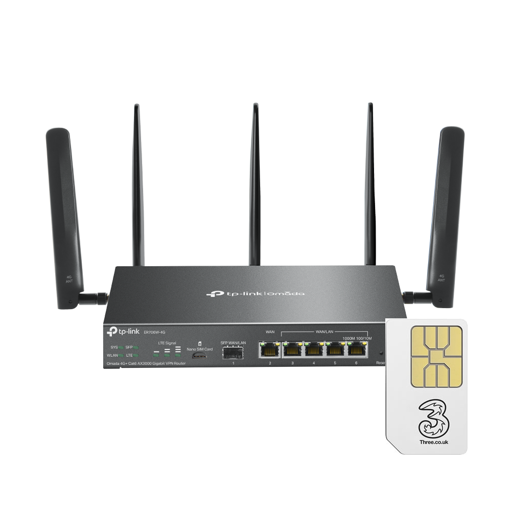 TP Link Omada ER706W-4G Cat6 LTE Multi-Gigabit VPN WiFi6 Router