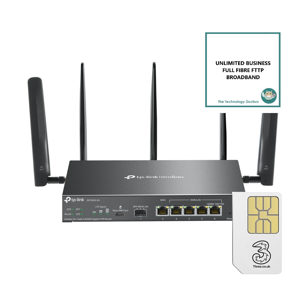 TP Link Omada ER706W-4G Cat6 LTE Multi-Gigabit VPN WiFi6 Router