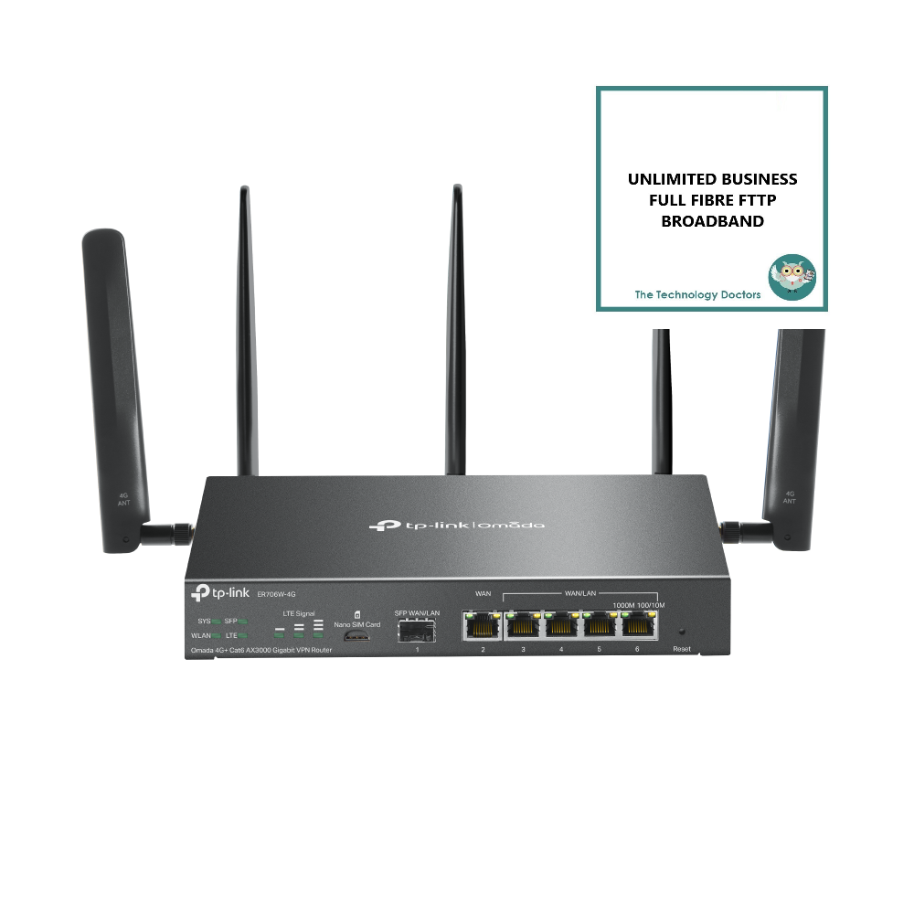 TP Link Omada ER706W-4G Cat6 LTE Multi-Gigabit VPN WiFi6 Router