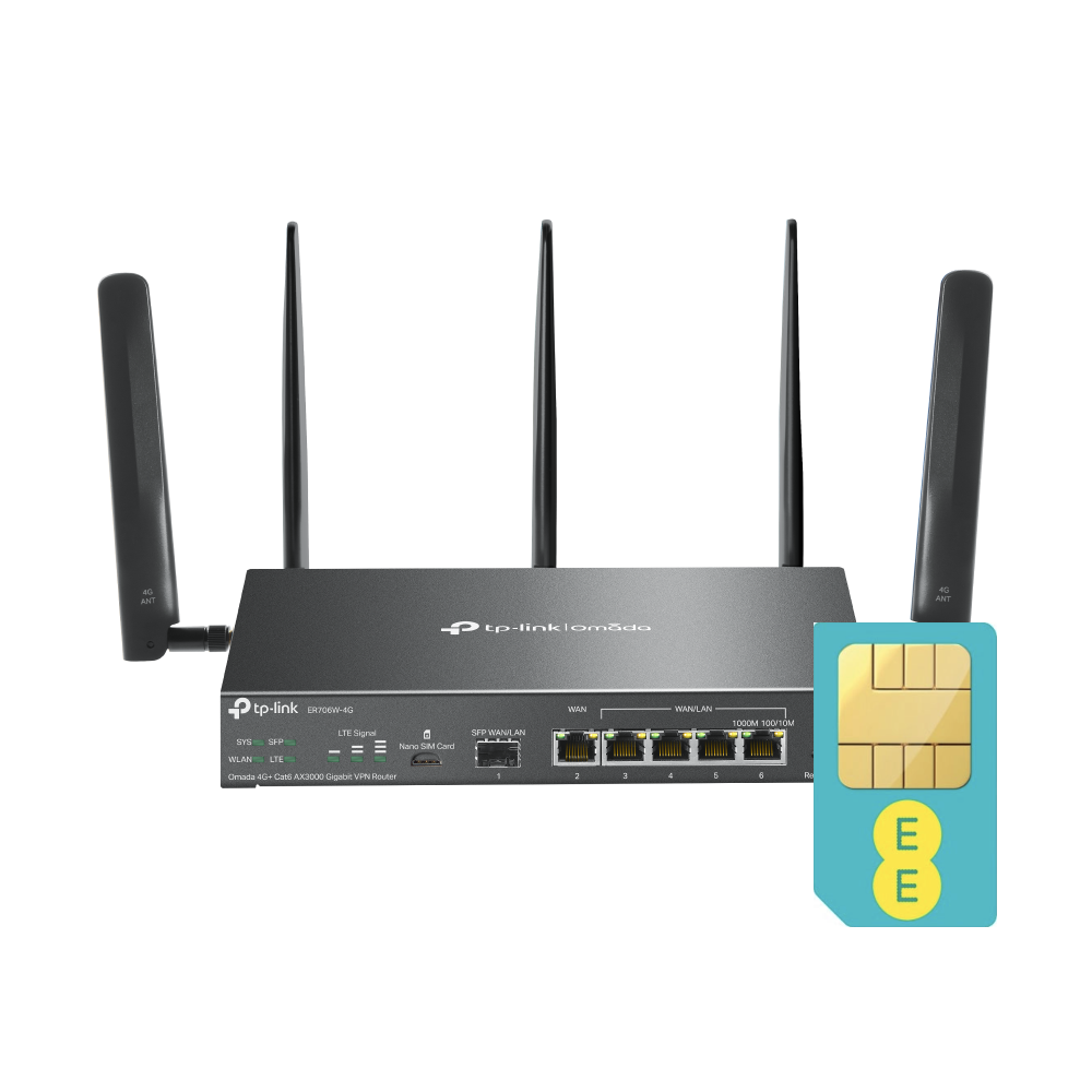 TP Link Omada ER706W-4G Cat6 LTE Multi-Gigabit VPN WiFi6 Router