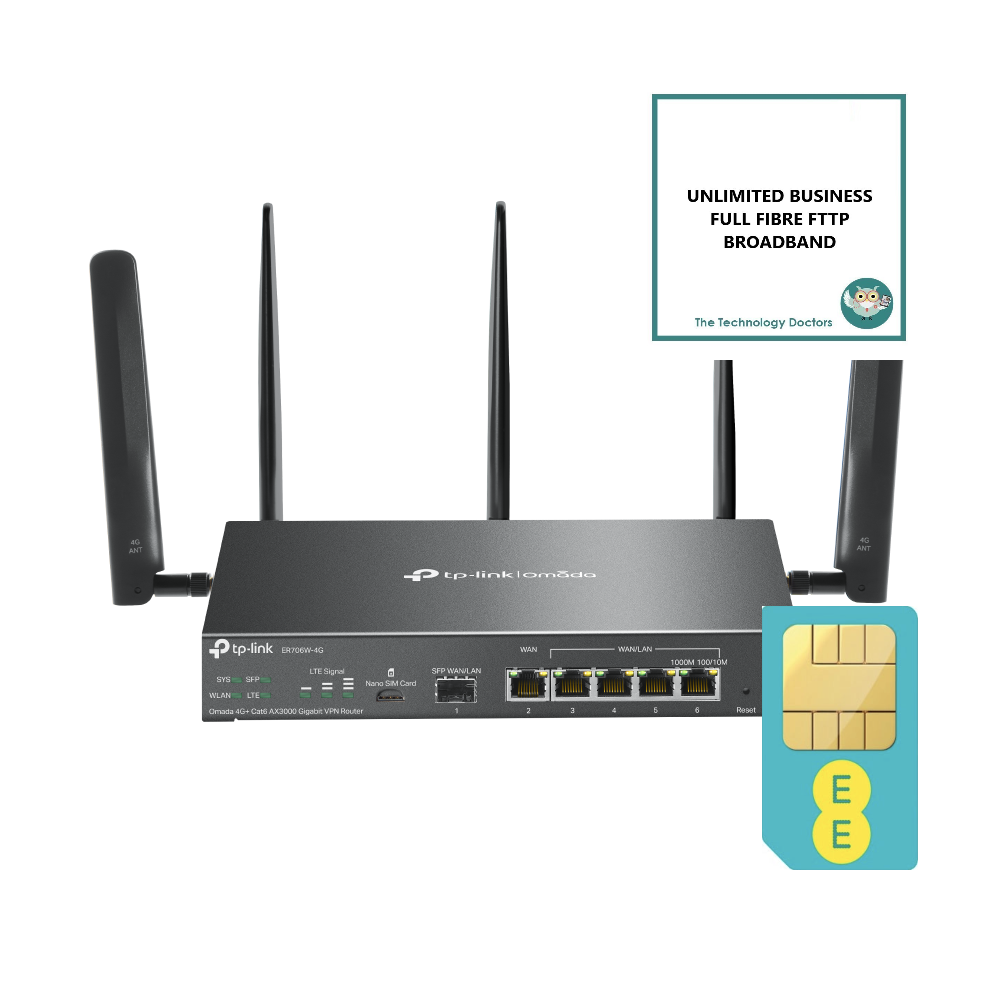 TP Link Omada ER706W-4G Cat6 LTE Multi-Gigabit VPN WiFi6 Router