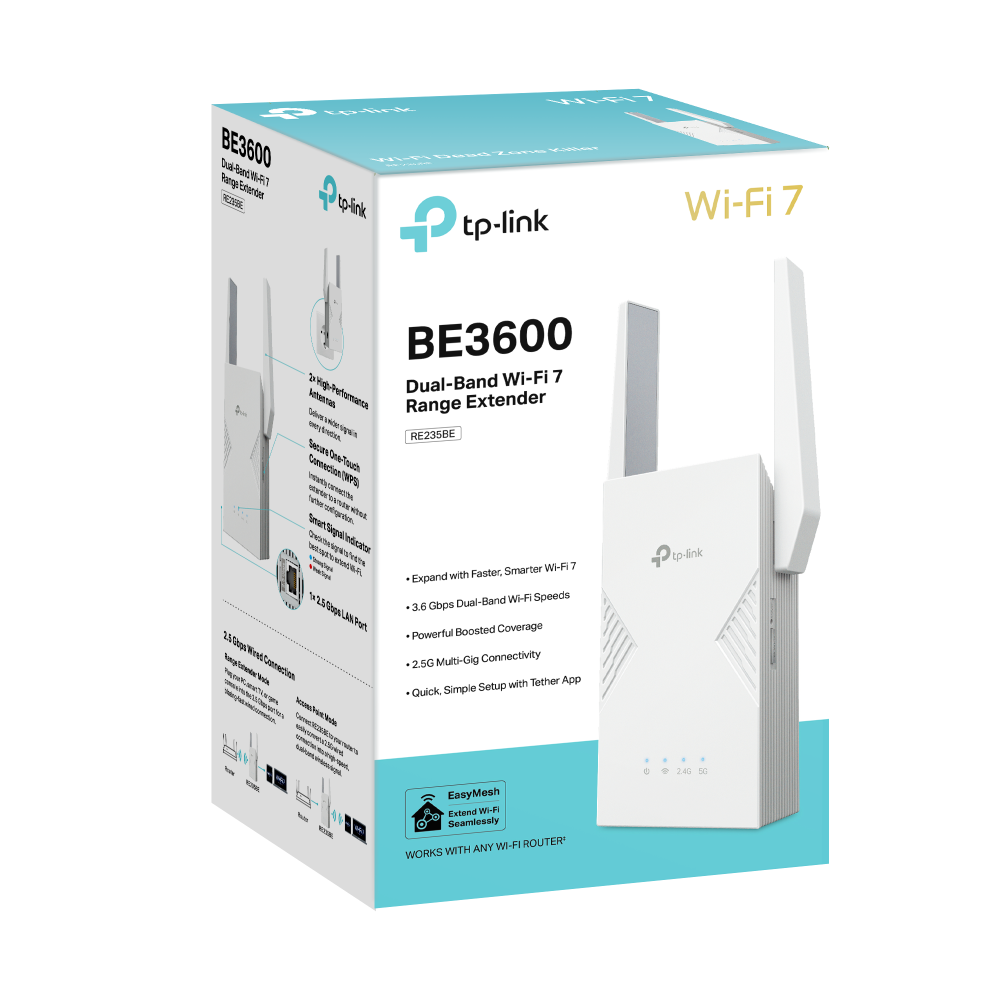 TP Link RE235BE Dual-Band WiFi7 Range Extender