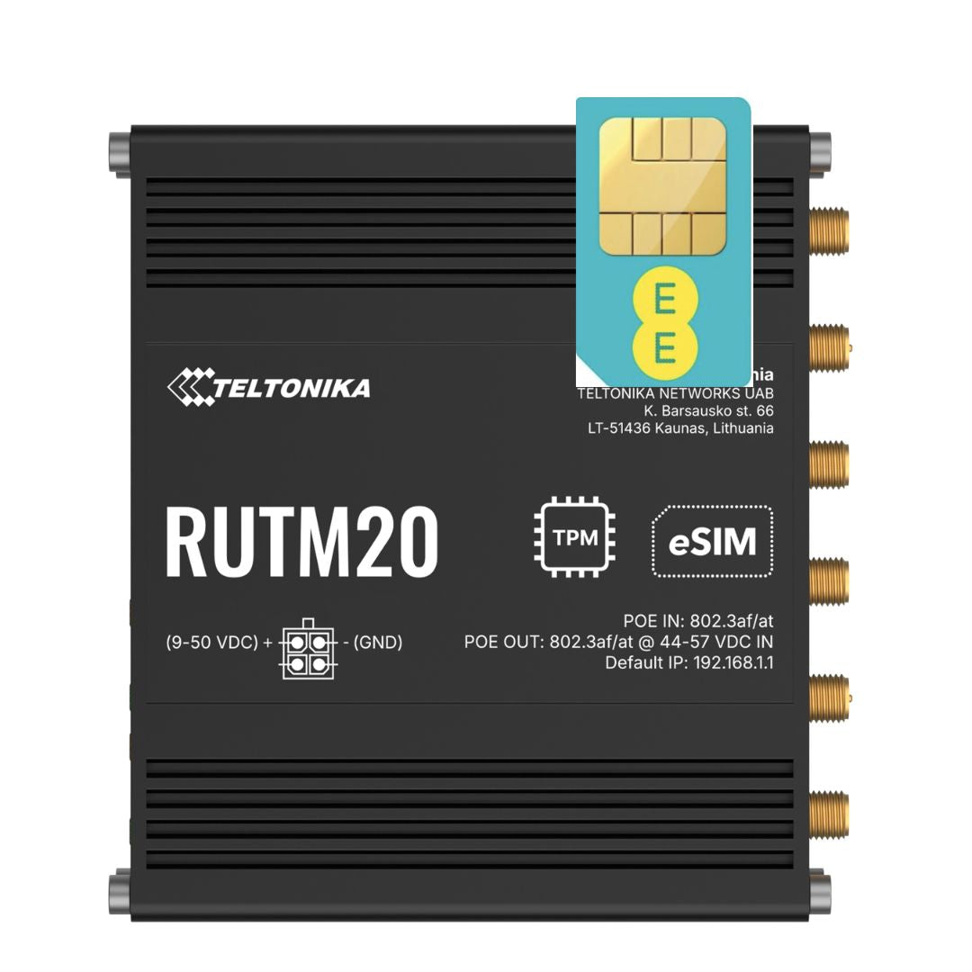 Teltonika RUTM20 5G Global eSIM IOT Router with Unlimited 5G Data
