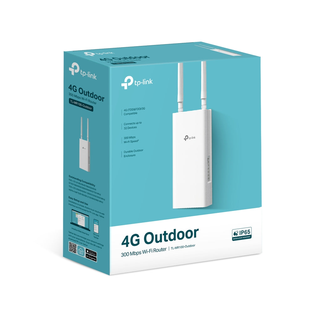 TP Link MR100 4G LTE Cat4 Outdoor WiFi Router with Unlimited Data