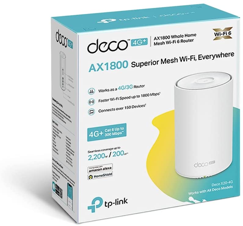 TP Link Deco X20-4G LTE Cat6 Dual Band Router with Unlimited Data