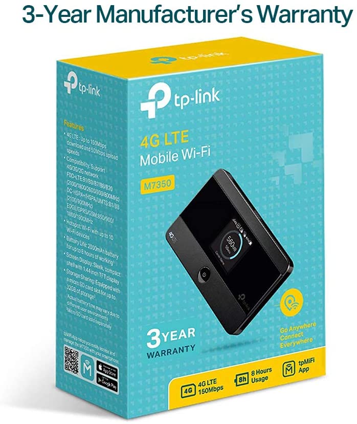 TP Link M7350 4G LTE Cat4 Mobile WiFi with Unlimited Data